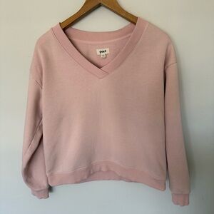 Pact Women’s V neck Sweatshirt Pale Pink Size Medium EUC